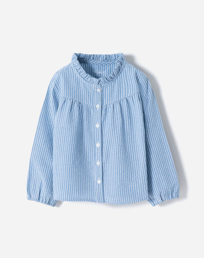 Camisa regular fit manga larga azul