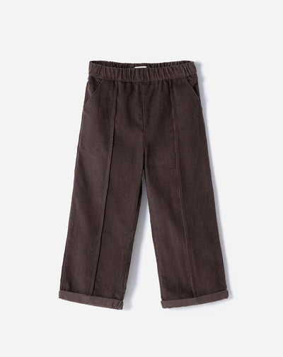 Pantalón straight fit en corduroy chocolate