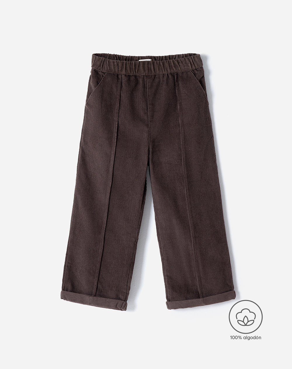 Pantalón straight corduroy chocolate niño