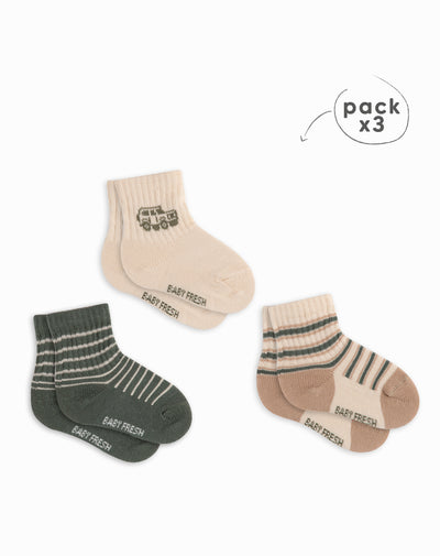 Medias bebé niño algodón largas pack x3 surtido