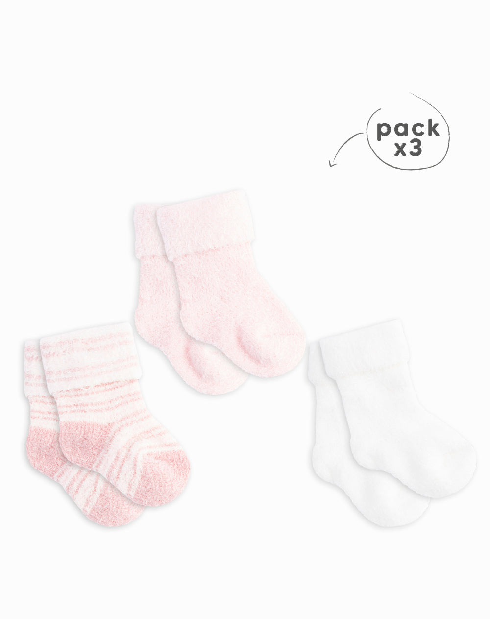 Medias bebé niña pelush largas pack x3 surtido