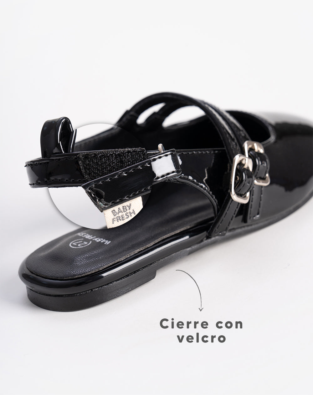 Baletas charol negro hebilla niña