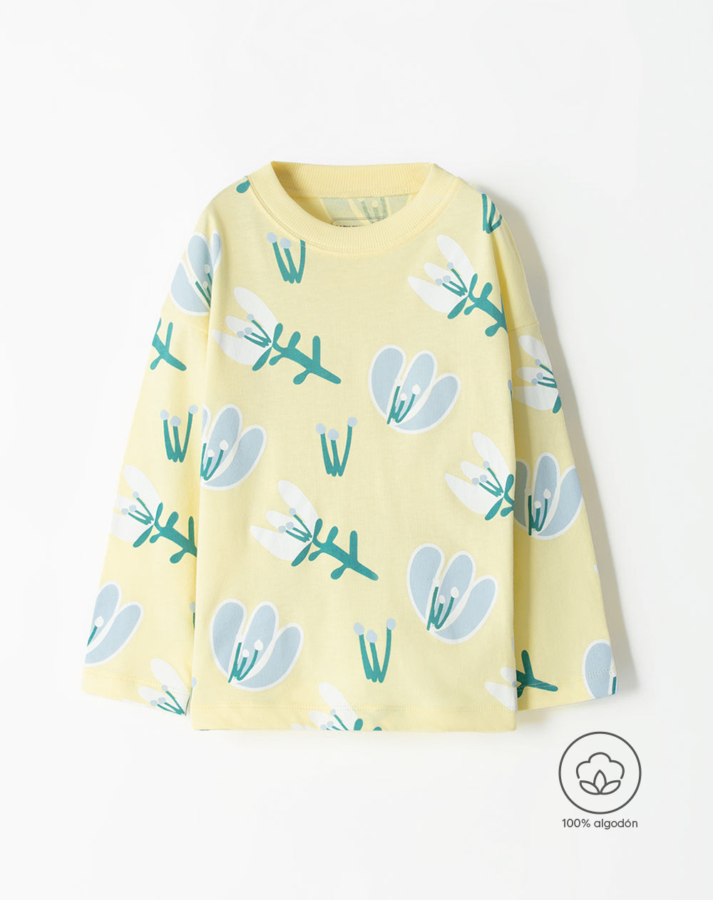 Camiseta loose fit manga corta amarillo estampado