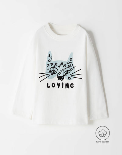 Camiseta loose fit manga corta blanca