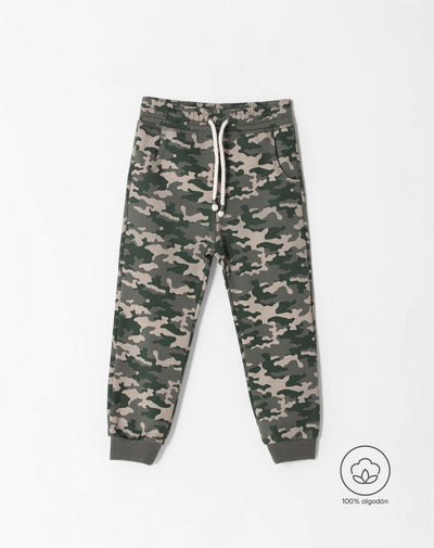 Jogger regular fit tiro medio verde camuflado