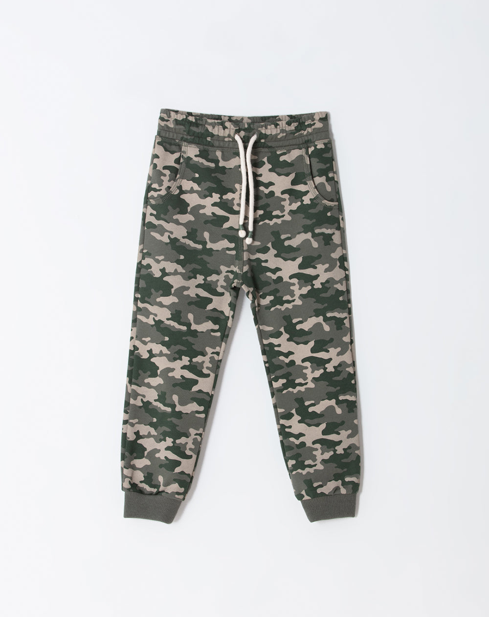 Jogger regular fit tiro medio verde camuflado