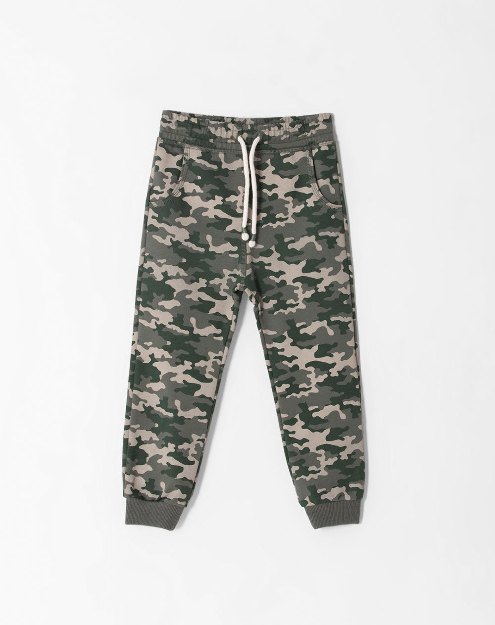Jogger regular fit tiro medio verde camuflado