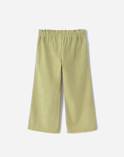 Pantalón regular fit tiro medio en corduroy verde
