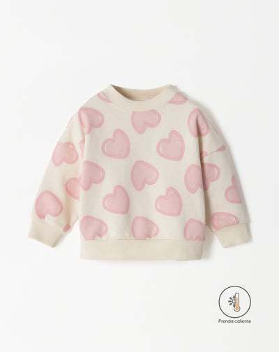 Buzo beige estampado