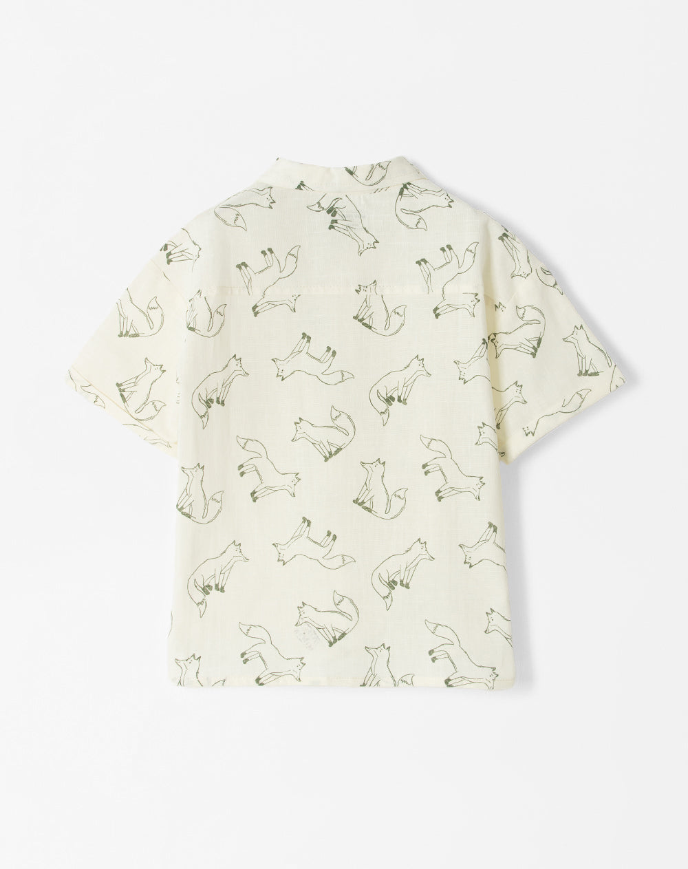 Camisa oversized fit manga corta beige estampada