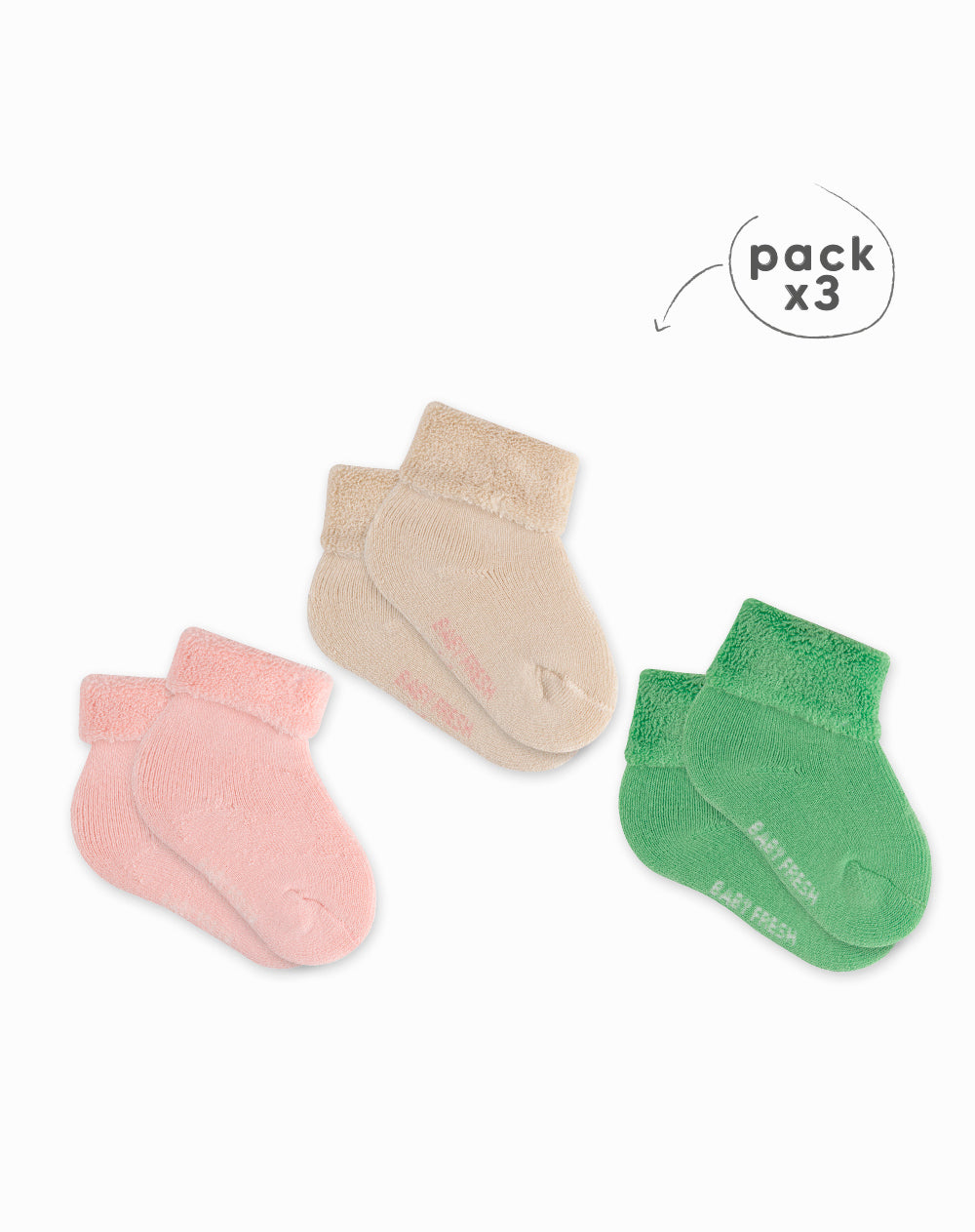 Medias bebé niña algodón largas pack x3 surtido