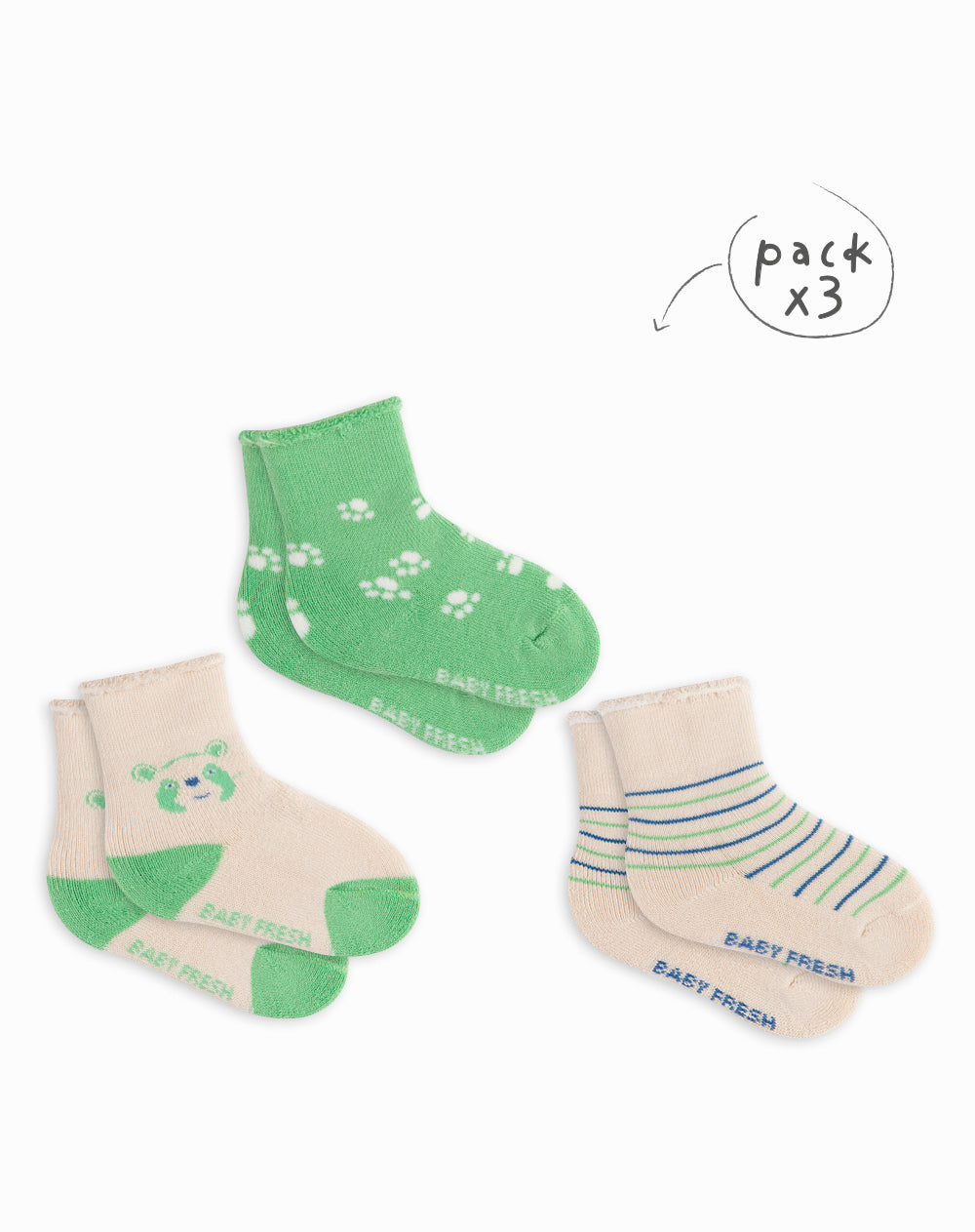 3 pares de medias largas surtidas