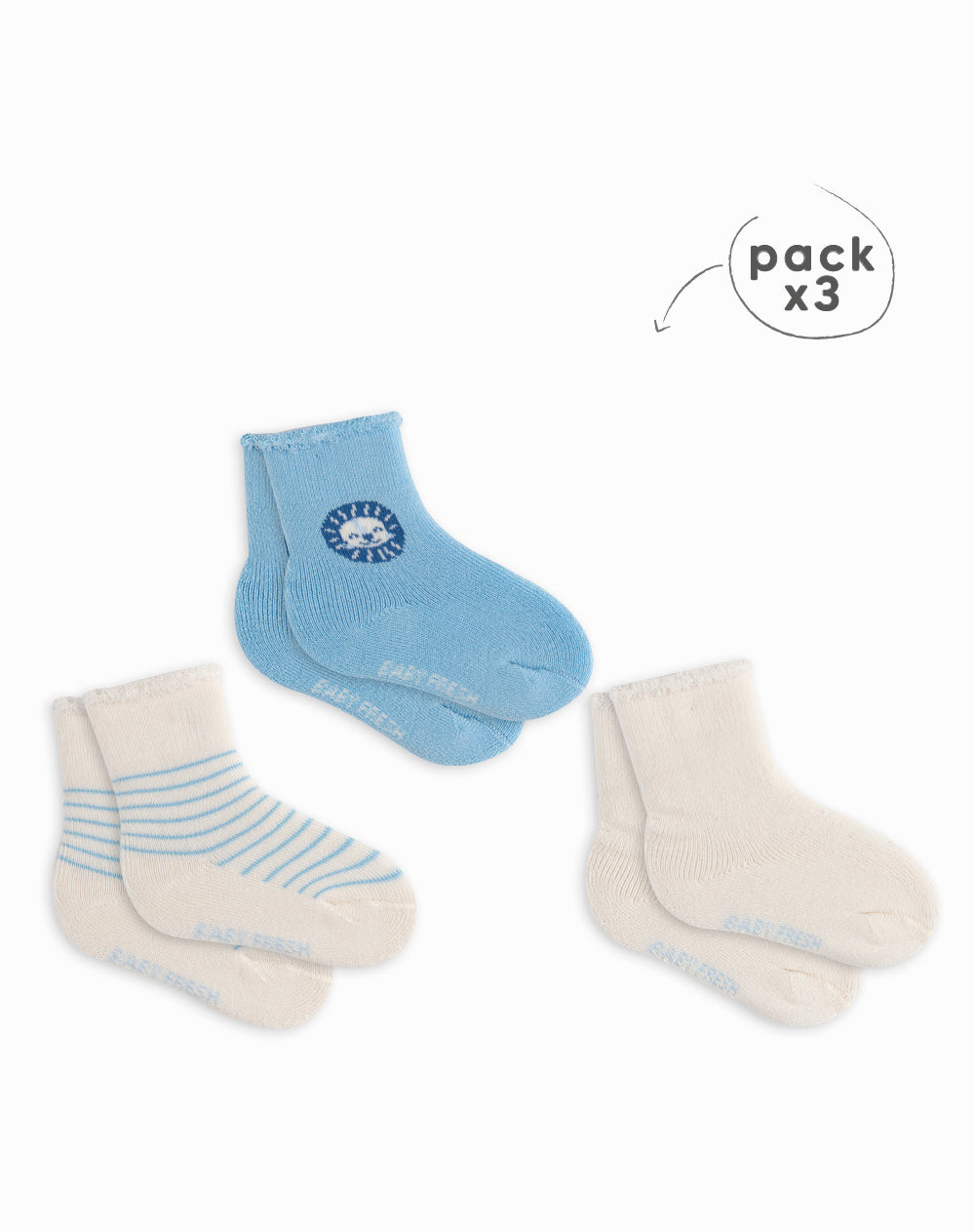Medias bebé niño algodón largas pack x3 surtido