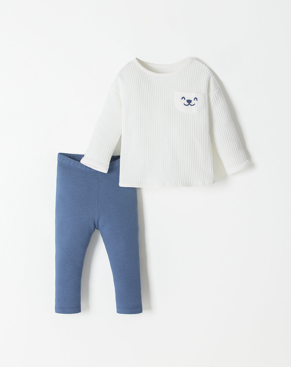 Conjunto pantalon largo manga larga azul