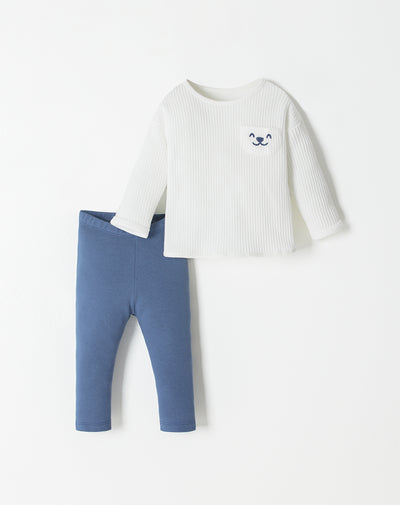 Conjunto pantalon largo manga larga azul