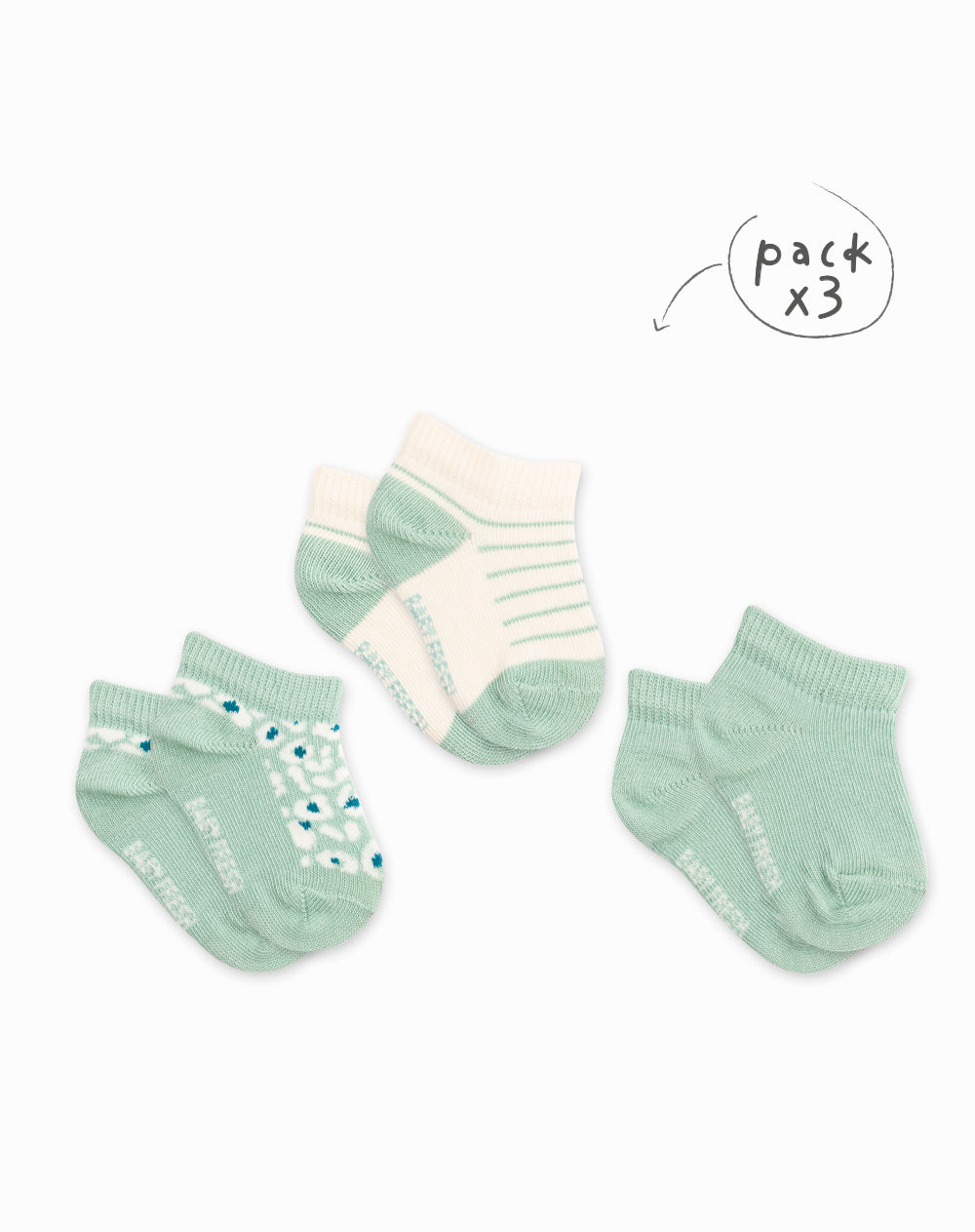 3 pares de medias tobilleras surtidas