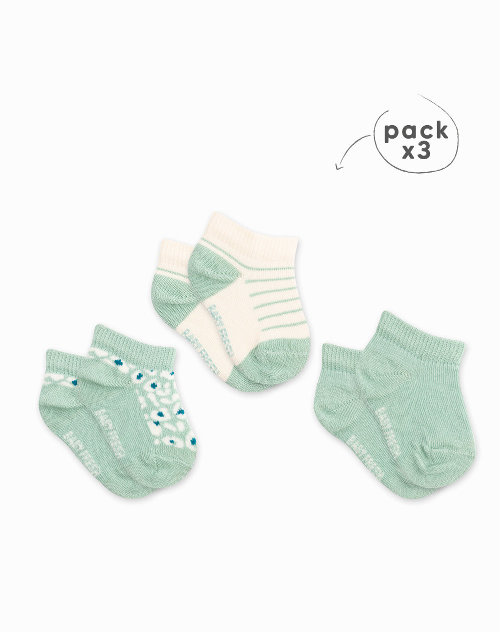 Medias bebé niña tobilleras pack x3 surtido