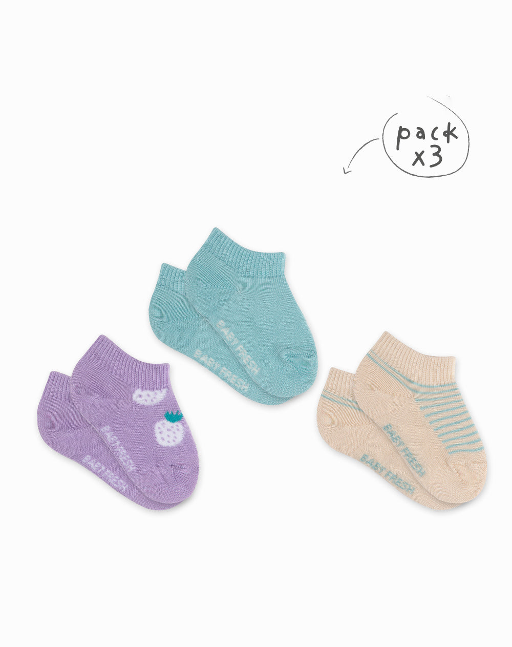 3 pares de medias tobilleras surtidas