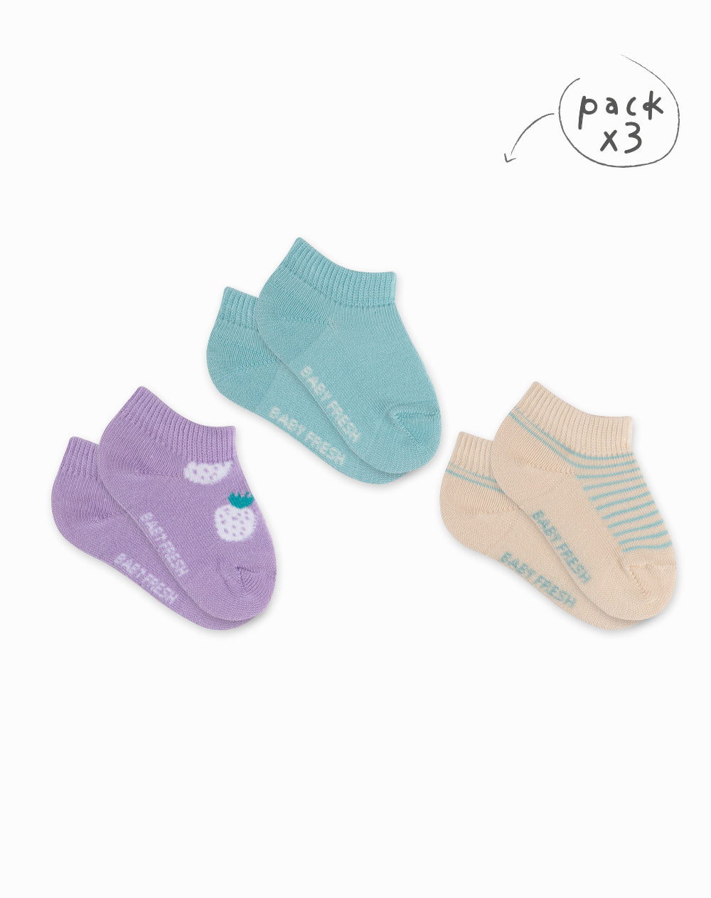 3 pares de medias tobilleras surtidas