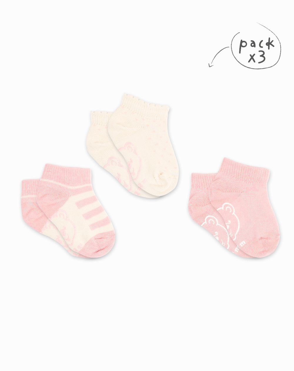 3 pares de medias tobilleras surtidas