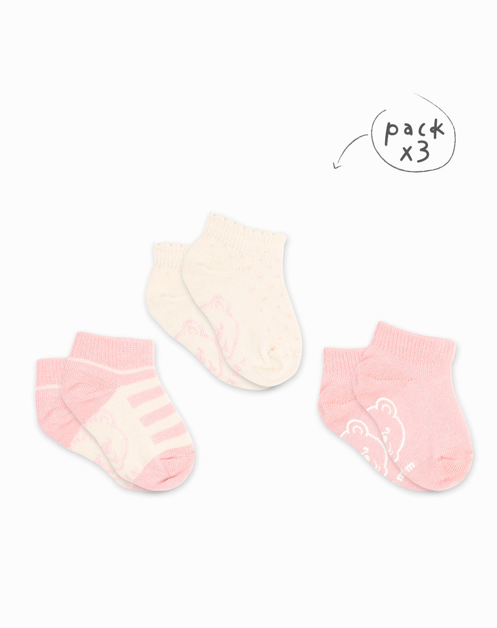 3 pares de medias tobilleras surtidas
