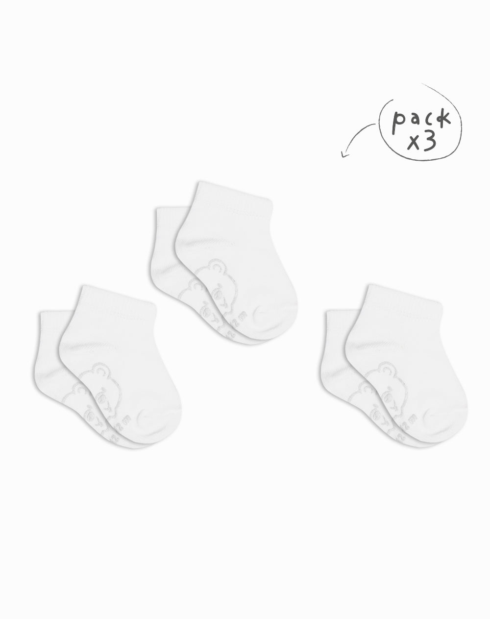 3 pares de medias tobilleras blancas