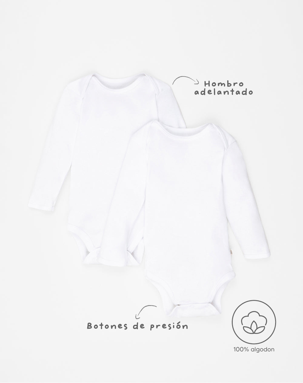2 bodys cuello redondo manga larga blanco