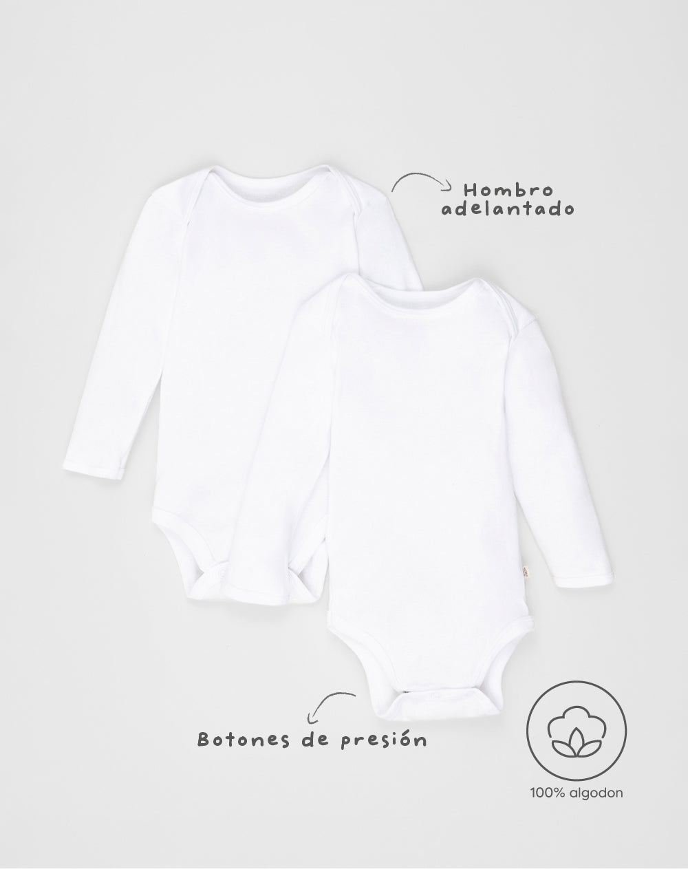 2 bodys cuello redondo manga larga blanco