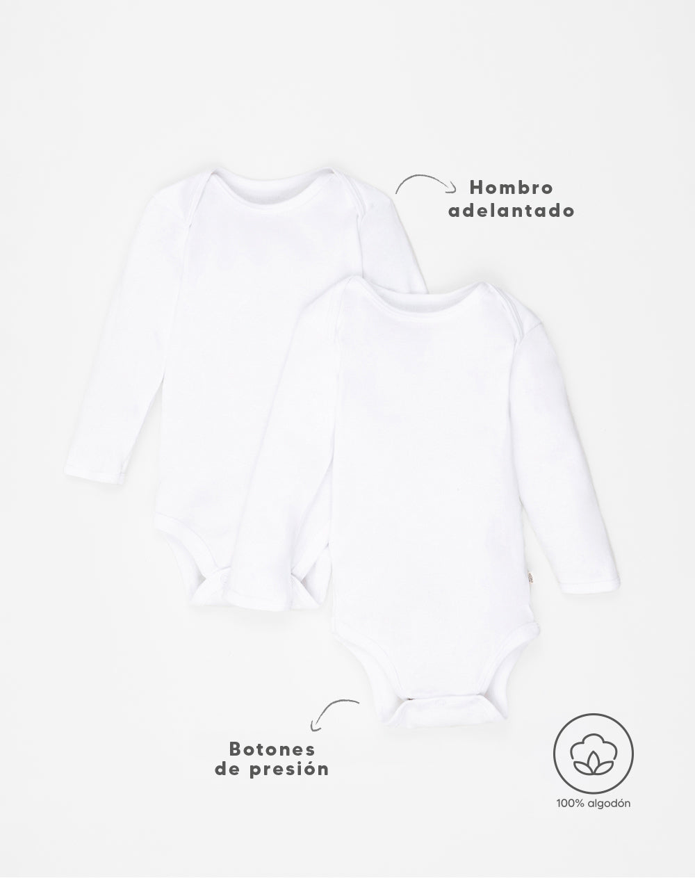 2 bodys cuello redondo manga larga blanco