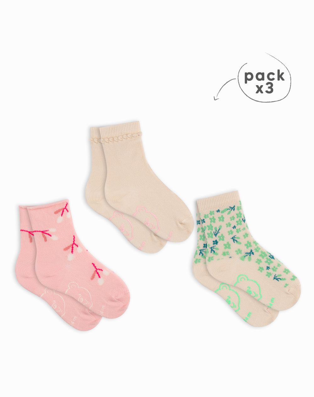 Medias bebé niña algodón largas pack x3 surtido