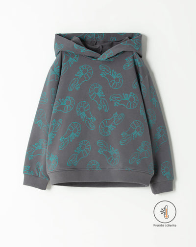 Buzo loose fit gris estampado