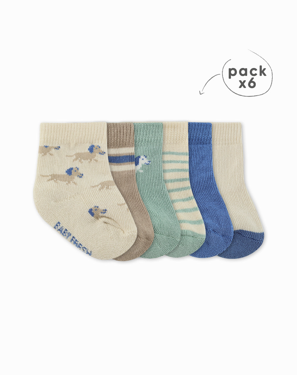 Medias bebé niño algodón largas pack x6 surtido