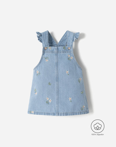 Overol jardinera algodón índigo bebé niña