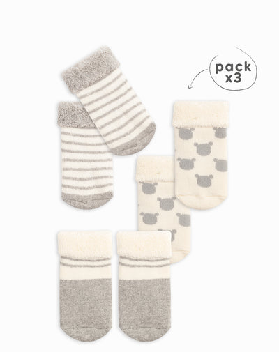 Medias bebé unisex algodón largas pack x3 surtido