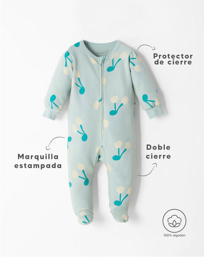 Pijama regular fit azul estampada