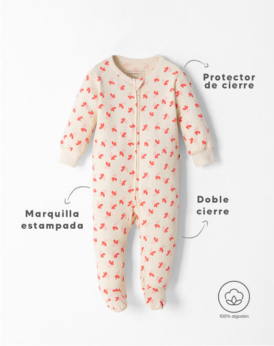 Pijama regular fit beige estampada