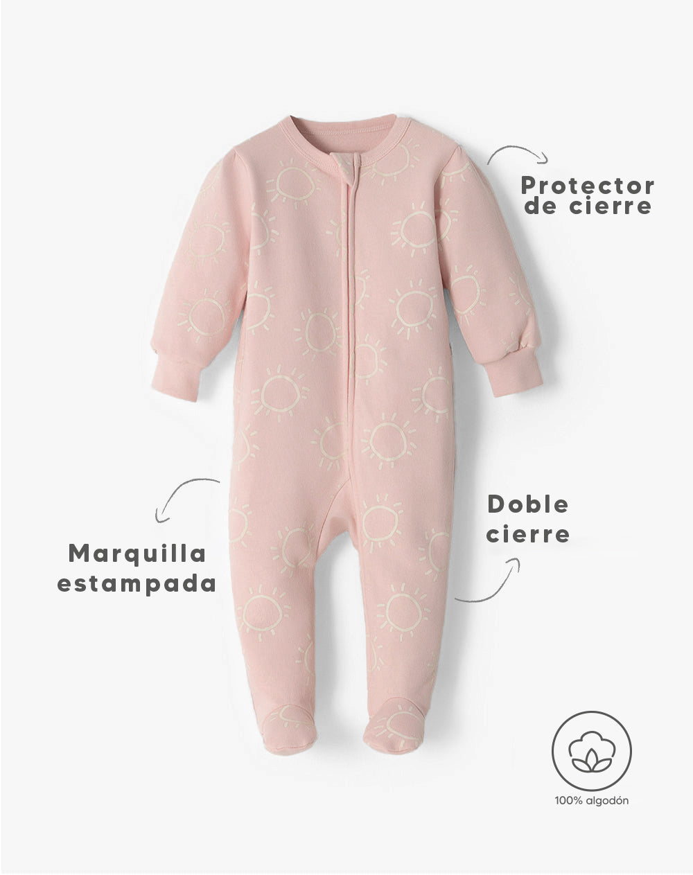Pijama regular fit rosada estampada