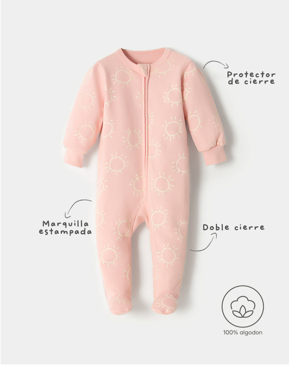 Pijama regular fit rosada estampada