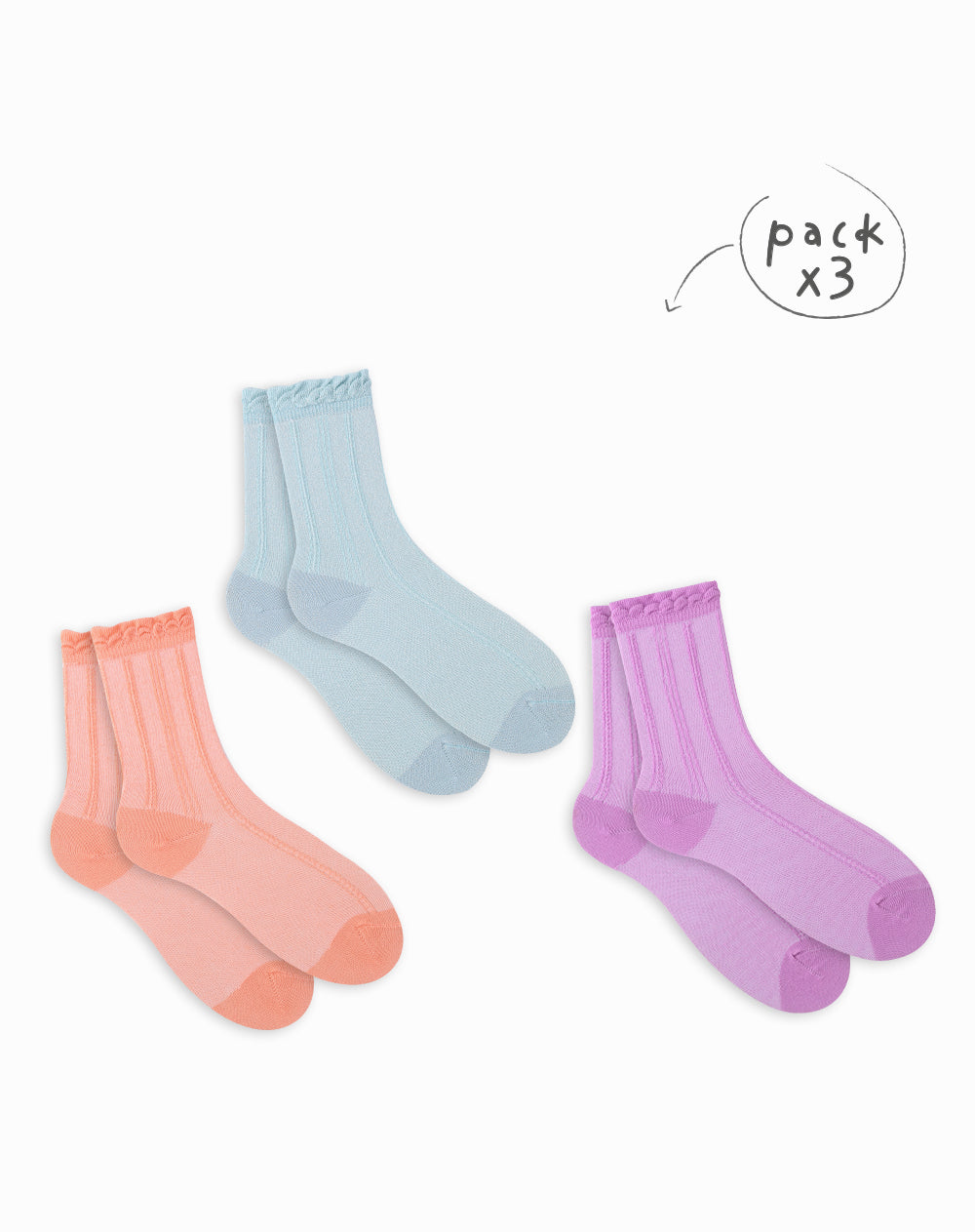 3 pares de medias largas surtido