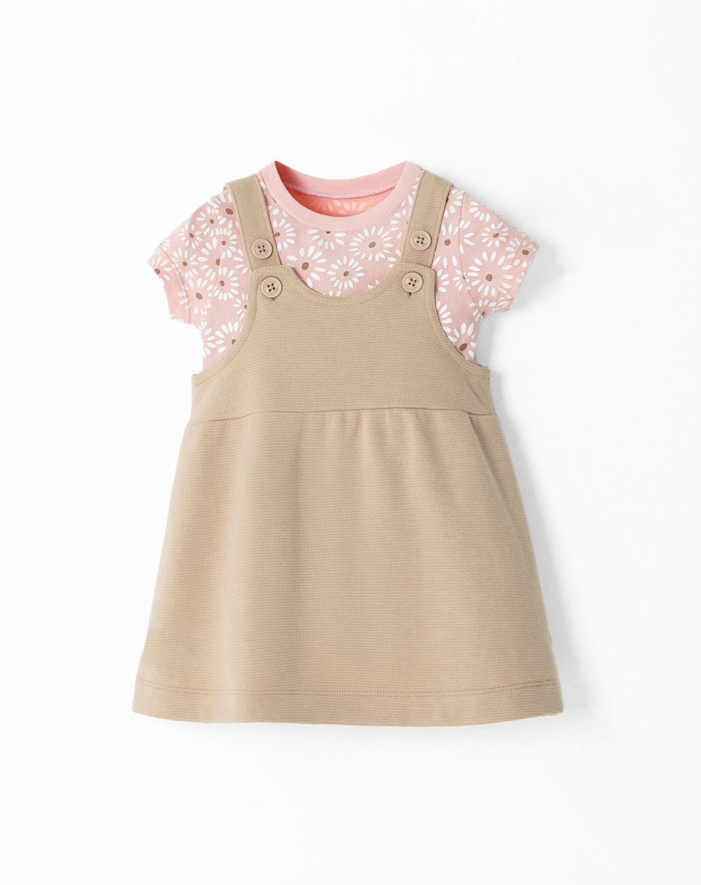 Conjunto bebé niña body + vestido algodón
