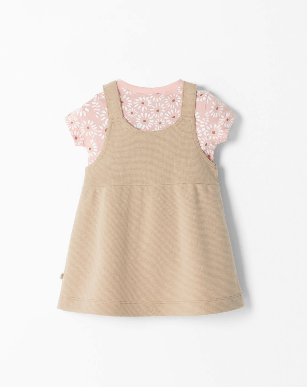 Conjunto overol manga corta beige