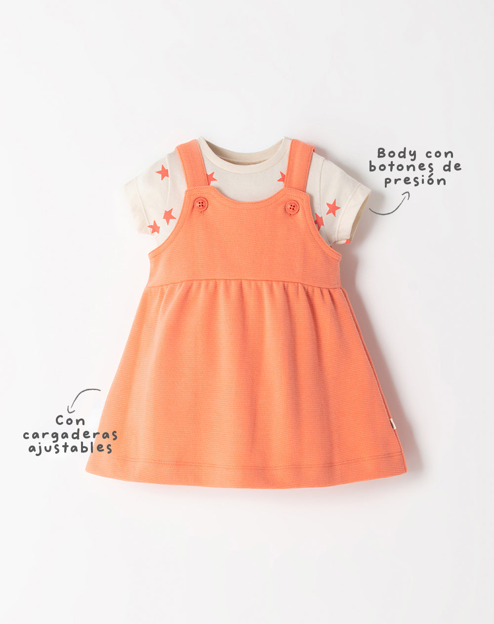 Conjunto overol manga corta coral