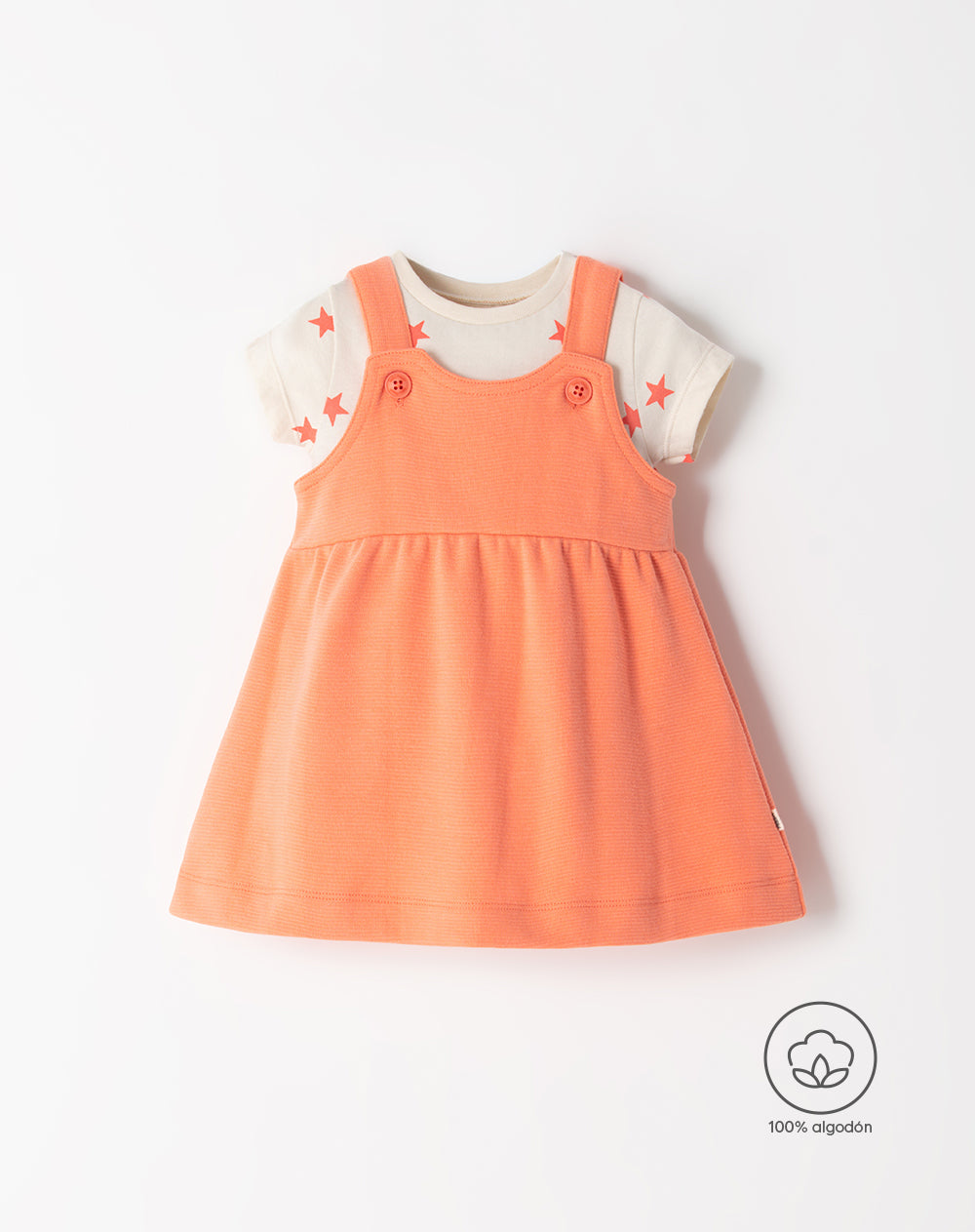 Conjunto overol manga corta coral