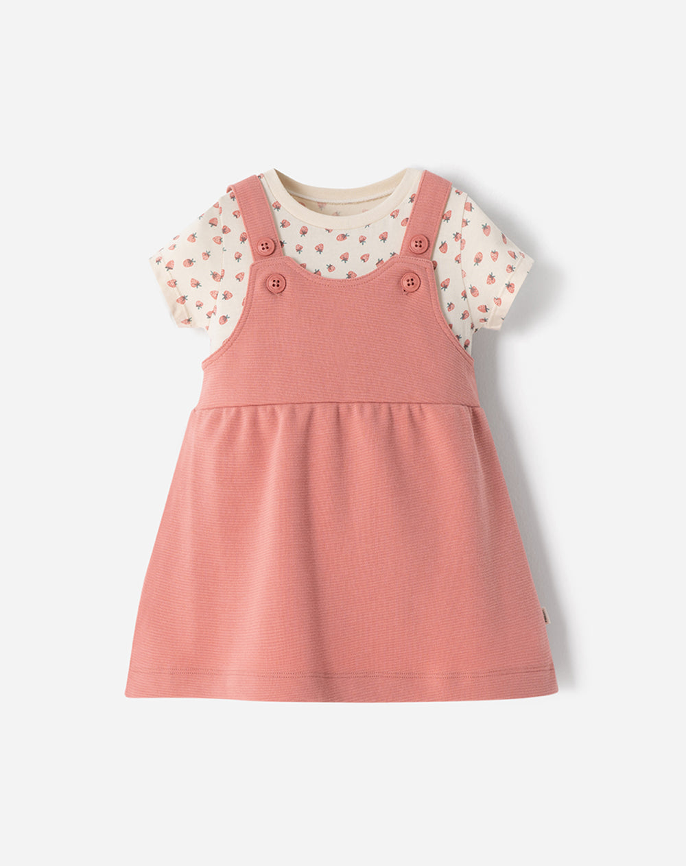 Conjunto overol manga corta palo de rosa estampado