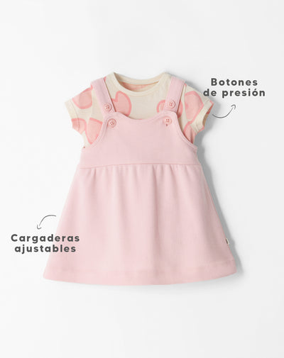 Conjunto body + vestido rosado