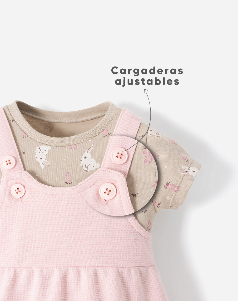 Conjunto body + vestido algodón bebé niña