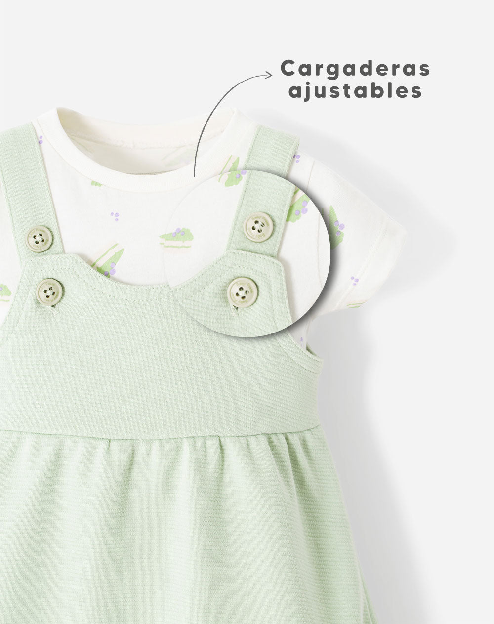 Conjunto body + vestido algodón bebé niña