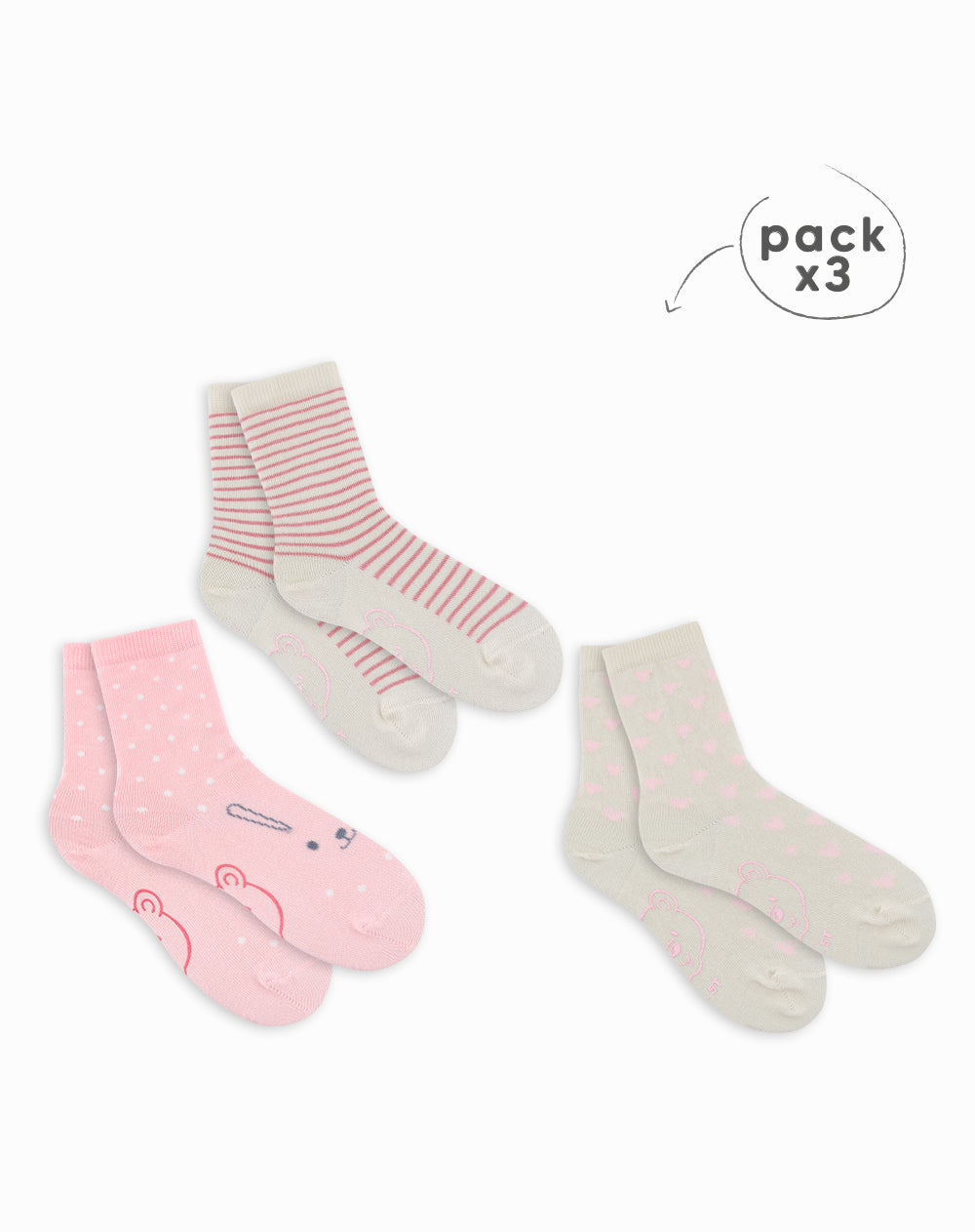 3 pares de medias largas surtido