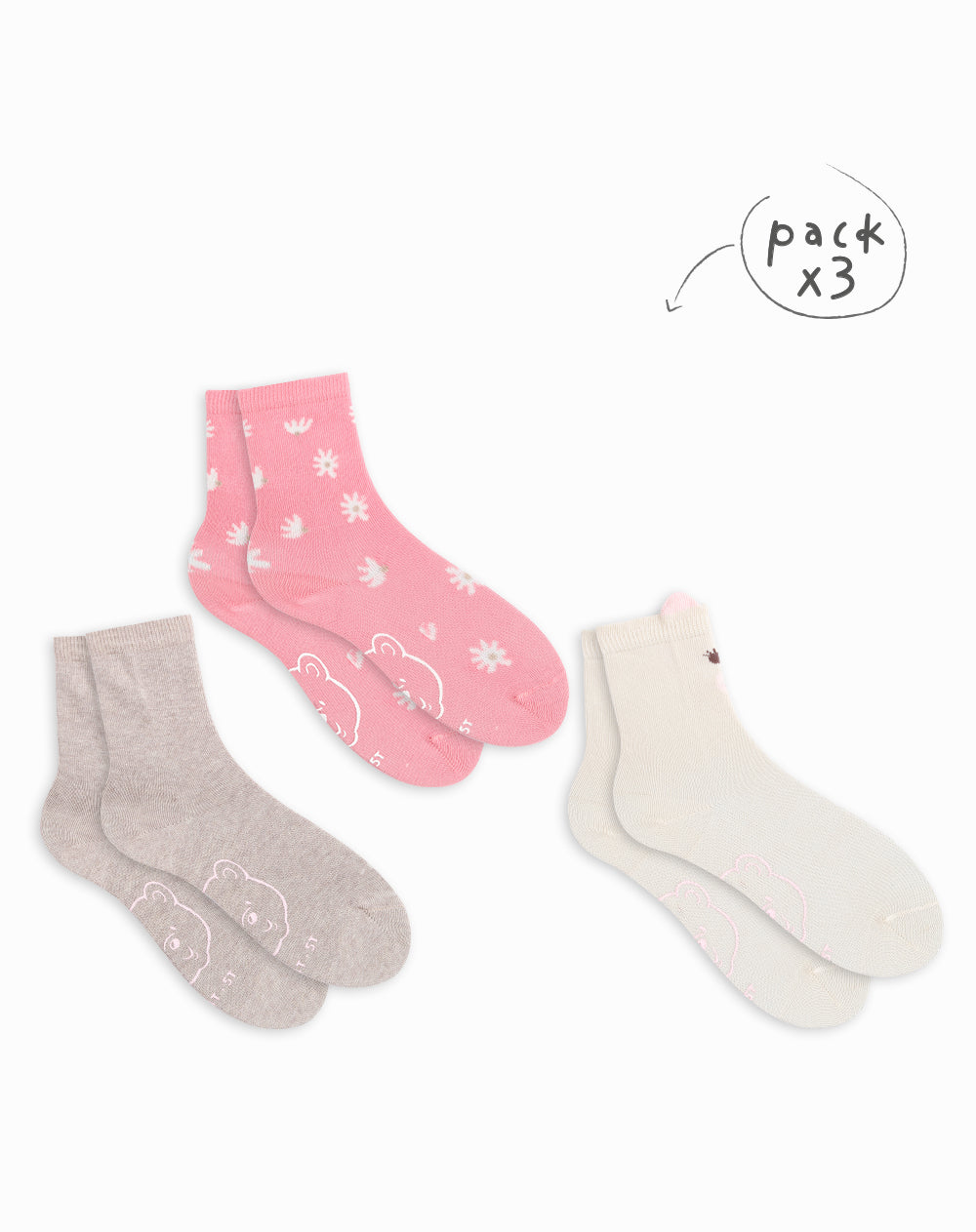 3 pares de medias largas surtido
