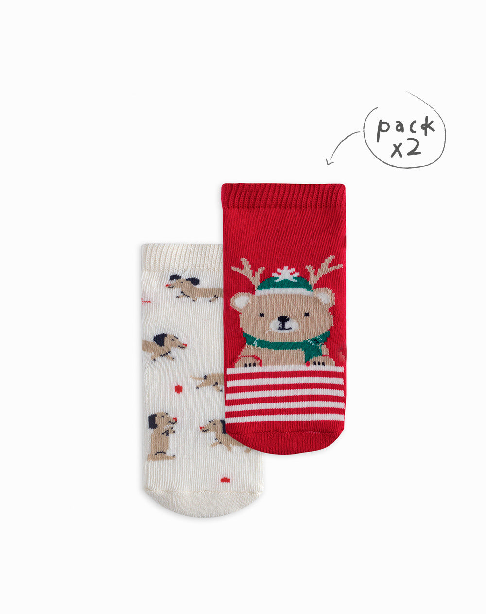 2 pares de medias largas de navidad